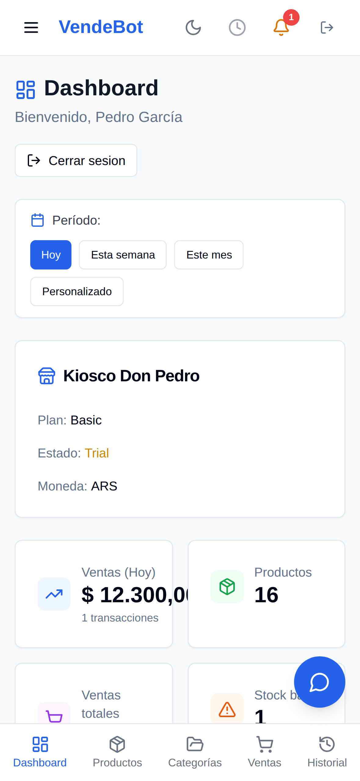 Dashboard mobile